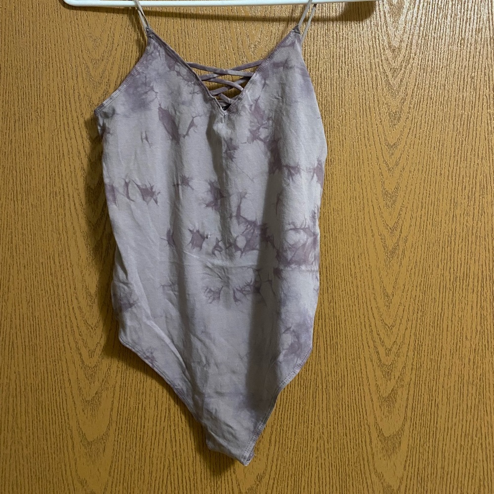 NWT tie dye print bodysuit with crisscross detail